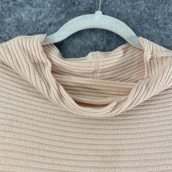 Free People Top XS Light Pink Ribbed Cowl Neck Split Back Long Sleeve Pullover - Picture 6 of 13